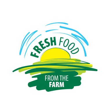 Logo çiftlik taze gıda. Beyaz arka plan üzerinde vektör çizim