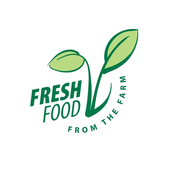 Logo cibo fresco della fattoria. Illustrazione vettoriale su sfondo bianco — Vettoriale Stock