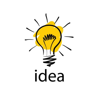 Ampul kavram fikirleri ile logo. Vektör çizim