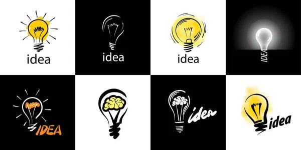 コンセプト アイデアと電球のロゴ。ベクトル図 — ストックベクタ
