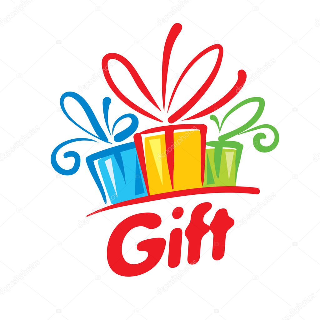 Painted gift in the form of boxes. Vector illustration.