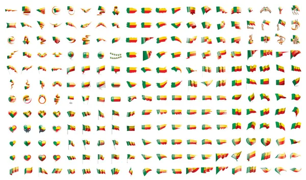 Collezione molto grande di bandiere vettoriali del Benin — Vettoriale Stock