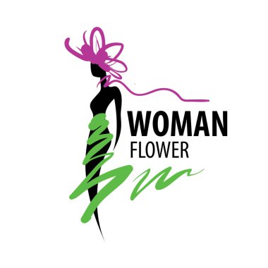 Kız logosu bir çiçek şeklinde. Vektör çizim