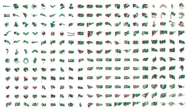 Bardzo duży zbiór wektor flag Namibii — Wektor stockowy