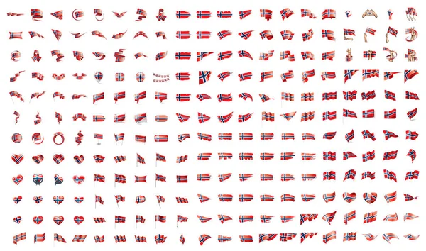 Zeer grote verzameling van vector vlaggen van de Noorwegen — Stockvector