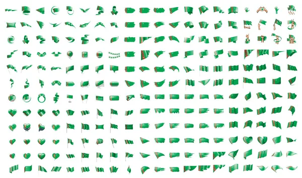 Collezione molto grande di bandiere vettoriali del Turkmenistan — Vettoriale Stock
