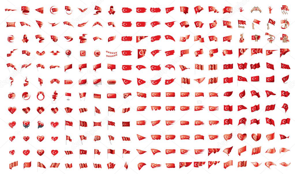 very big collection of vector flags of the Turkey