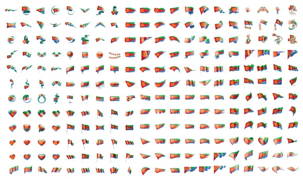 Bardzo duży zbiór wektor flag Erytrei — Wektor stockowy