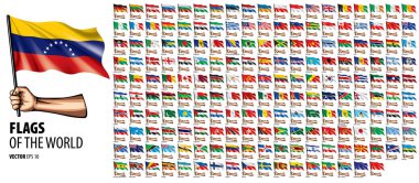 Ülkelerin ulusal bayrakları. Beyaz arka planda vektör Illustration