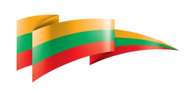 Litvanya bayrağı, beyaz arkaplanda vektör illüstrasyonu.