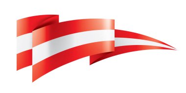 Avusturya bayrağı, beyaz arkaplanda vektör illüstrasyonu