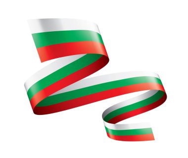 Beyaz arka planda Bulgaristan bayrağı ve vektör illüstrasyonu