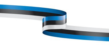 Estonya bayrağı, beyaz arkaplanda vektör illüstrasyonu