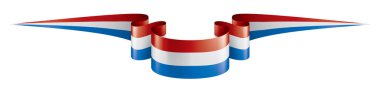 Beyaz arkaplanda Hollanda bayrağı, vektör illüstrasyonu