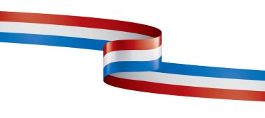 Beyaz arkaplanda Hollanda bayrağı, vektör illüstrasyonu
