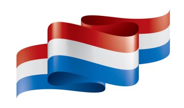 Beyaz arkaplanda Hollanda bayrağı, vektör illüstrasyonu