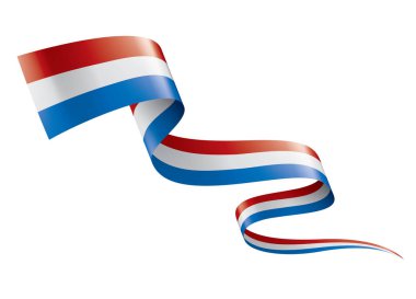 Beyaz arkaplanda Hollanda bayrağı, vektör illüstrasyonu
