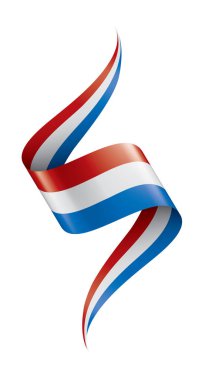 Beyaz arkaplanda Hollanda bayrağı, vektör illüstrasyonu