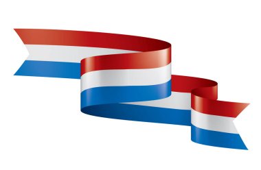 Beyaz arkaplanda Hollanda bayrağı, vektör illüstrasyonu
