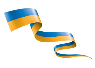 Beyaz arkaplanda Ukrayna bayrağı, vektör illüstrasyonu