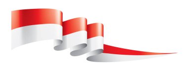 Beyaz arkaplanda Endonezya bayrağı, vektör illüstrasyonu
