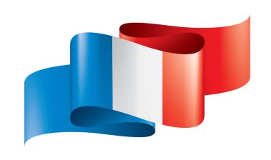 Fransa bayrağı, beyaz arkaplanda vektör illüstrasyonu.