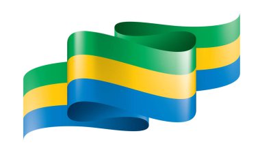 Gabon bayrağı, beyaz arkaplanda vektör çizimi.