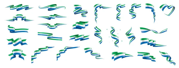 Bandera de Sierra Leona, ilustración vectorial sobre fondo blanco. — Vector de stock