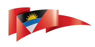 Antigua ve Barbuda bayrağı, beyaz arkaplanda vektör illüstrasyonu