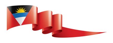 Antigua ve Barbuda bayrağı, beyaz arkaplanda vektör illüstrasyonu