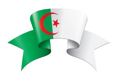 Cezayir bayrağı, beyaz arkaplanda vektör illüstrasyonu