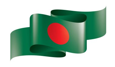 Bangladeş bayrağı, beyaz arkaplanda vektör illüstrasyonu