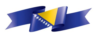 Beyaz arka planda Bosna-Hersek bayrağı ve vektör illüstrasyonu