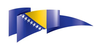 Beyaz arka planda Bosna-Hersek bayrağı ve vektör illüstrasyonu