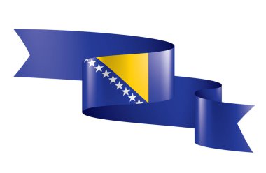 Beyaz arka planda Bosna-Hersek bayrağı ve vektör illüstrasyonu