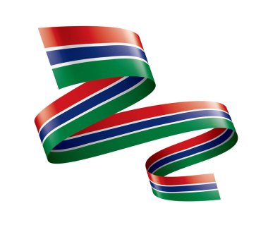 Gambiya bayrağı, beyaz arkaplanda vektör çizimi