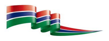 Gambiya bayrağı, beyaz arkaplanda vektör çizimi