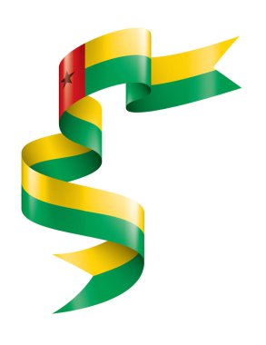Gine Bissau bayrağı, beyaz arkaplanda vektör çizimi