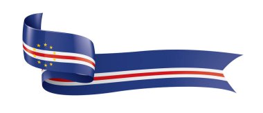 Cape Verde bayrağı, beyaz arkaplanda vektör çizimi