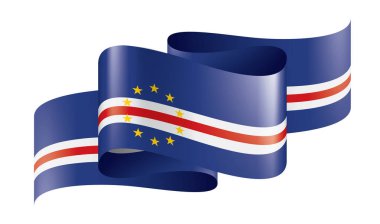 Cape Verde bayrağı, beyaz arkaplanda vektör çizimi