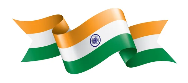 インドの国旗白い背景のベクトルイラスト — ストックベクタ