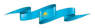 Kazakistan bayrağı, beyaz arkaplanda vektör illüstrasyonu