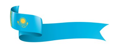 Kazakistan bayrağı, beyaz arkaplanda vektör illüstrasyonu
