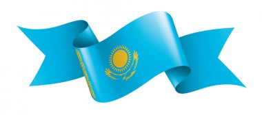 Kazakistan bayrağı, beyaz arkaplanda vektör illüstrasyonu