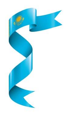 Kazakistan bayrağı, beyaz arkaplanda vektör illüstrasyonu