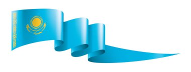 Kazakistan bayrağı, beyaz arkaplanda vektör illüstrasyonu