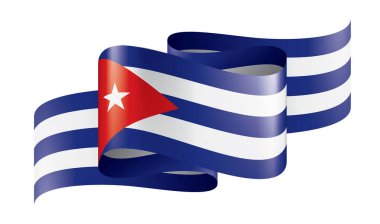 Küba bayrağı, beyaz arkaplanda vektör illüstrasyonu