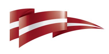 Letonya bayrağı, beyaz bir arka plan üzerinde vektör çizim