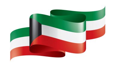 Beyaz arkaplanda Kuveyt bayrağı, vektör illüstrasyonu