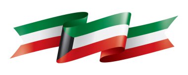 Beyaz arkaplanda Kuveyt bayrağı, vektör illüstrasyonu